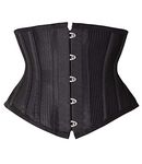 SHAPERX Women Petite Steel Boned Waist Trainer Underbust Corset Short Torso Mesh Body Shaper,SZ1995-Black-XL