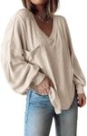 BTFBM Women's Casual V Neck Ribbed 