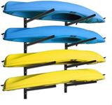 LINGVUM Kayak Storage Rack, Adjustable Wall Mount for Kayak, Canoe, Paddle Board, Heavy-Duty Kayak Wall Rack for Indoor and Outdoor, 4-Tiered