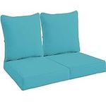 Sundale Outdoor Turquoise Deep Seat Olefin Cushion, Outdoor/Indoor Water-Resistant Furniture 4" Thick Pad with Straps, Perfect for Yard, Patio, Garden, Living Room (23" W x 26" D)