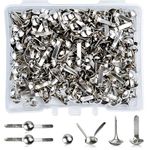 200 Pcs Split Pins, Metal Paper Fasteners Mini Brads, 4.5mm x 8mm Round Scrapbooking Brads Split Pins with Storage Box for Paper Craft DIY Stamping Scrapbooking (Silver)