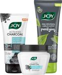 Joy Activated Charcoal Face Wash 150ml | Revivify Activated Charcoal Face Mask 250g | Charcoal Face Scrub 200ml (Combo Pack of 3)