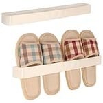 BELLE VOUS (2 Pack Beige Wall-Mounted Shoe Racks - Plastic Adhesive Hanging Door Storage Holder for Shoes/Slippers - Closet/Entryway Organiser Shelf