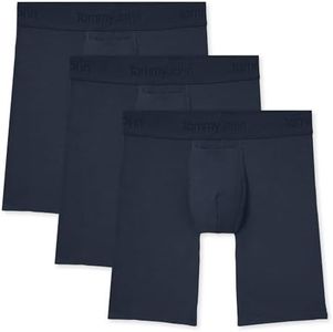 Tommy John Men’s Boxer Briefs 8” Underwear, Second Skin Boxers with Supportive Contour Pouch Silky Soft Tagless, Moisture Wicking Underwear Stretch Fabric, 3 Pack, Dress Blues, Large