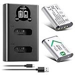 ENEGON NP-BX1 Battery (1300mAh 2-Pack) and LCD Charger Kit Compatible with Sony NP-BX1 and Sony ZV-1, Cyber-Shot DSC-RX100, DSC-RX100 II/III/M4/M5/M6/M7/Ⅳ/Ⅴ/Ⅵ/Ⅶ/VA, DSC-RX100M II, HDR-CX405