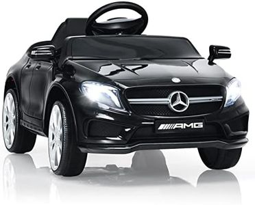 OLAKIDS Kids Ride On Car with Remote Control, 12V Licensed Mercedes Benz GLA45 Electric Vehicle for Toddlers, Battery Powered Toy with Music, USB, MP3, 2 Speeds, Wheels Suspension, LED Lights (Black)