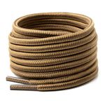 Handshop 2 Pairs Round Boots Shoe laces 4 mm Heavy Duty and Durable Hiking Work Boots Shoe Laces Light Brown Coffee 160