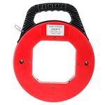 LuckyHigh 250FT (76M) Fish Tape Hand Wire Puller Spring-Steel 1/8"(3 mm) Width Fishtape Red Plastic Case