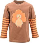 Unique Baby Unisex Layered Thanksgiving Turkey Shirt (7) Brown