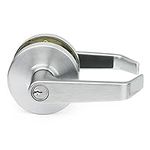 Lawrence Commercial Lever Door Lock - Heavy Duty Locking Commercial Door Handle Keyed Entry, Grade 2 Door Handle with Lock and Key - Brushed Chrome, Entrance/Keylock Functio