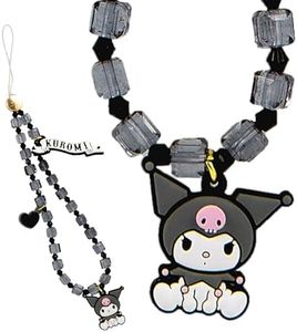 Sonix x Sanrio Phone Charm | Beaded Wristlet, Universal Phone Strap, and Detachable Cell Phone Lanyard with Silicone Charms | Kuromi
