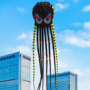 3D 26ft Ultra Large & Funs Octopus Foil Kite with 1000D Kite String, Beach Park Outdoor Fun Beach Trip Great Gift to Kids Build (Black)