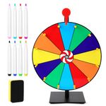 11.8in Spinning Prize Wheel, 12 Slots Tabletop Color Prize Wheel Spinner with Stand Wheel of Fortune Game with Dry Erase & Markers for Carnivals Trade Shows Holiday Activities Game