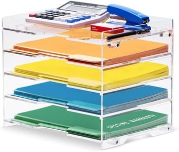 File Paper Organizer and Letter Tray for Desk Office Supplies Folder and Accessories Storage, Clear Acrylic, for Home School Desktop Organization Decor