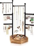 Emfogo Jewelry Organizer Stand - 6 Tier Jewelry Holder with Adjustable Height Necklace Holder Organizer Display & Storage for Earrings Ring Bracelet (Rustic Brown)