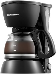 Elite Gourmet EHC4128 Automatic 4-Cup Brew & Drip Coffee Maker with Pause N Serve, Glass Carafe, Reusable Filter, On/Off Switch, Keep Warm, Water Level Indicator, Black