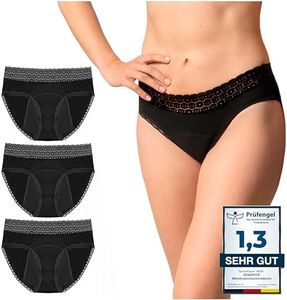 ZENAPHYR 3tlg. Perioden Unterwäsche -Set Bio-Baumwolle - Menstruationsunterwäsche 4 Auslaufsicheren Schichten - Hygienische waschbare Periodenunterschwäsche (S)
