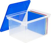 Storage Plastic File Tote Storage Box with Snap-On Lid, Letter/Legal Size, Clear/Blue (61508A01C)