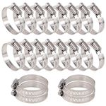 Glarks 20Pcs 304 Stainless Steel Adjustable 33-57MM Range Worm Gear Hose Clamps Assortment Kit, Fuel Line Clamp for Water Pipe, Plumbing, Automotive and Mechanical Application (33-57MM)