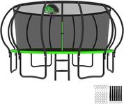 YORIN Tranpoline 16FT Tranpoline for Kids and Adults 1500LBS Recreational Tranpoline with Basketball Hoop, Enclosure Net, Back Yard Heavy Duty Outdoor Pumpkin Tranpolines, ASTM Approved