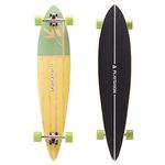 Playshion 42 Inch Pintail Longboard Skateboard Complete | Long Board Cruiser for Beginners | Longboards for Carving, Cruising and Commuting, Leaves