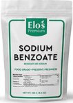 Sodium Benzoate (100g) by Elo’s Premium |100% All-Natural Food Grade Preservative and Flavor Additive| Packaged In Canada| Used As Flavor Additive and Preservative| Non-GMO, Kosher and Halal Friendly, Gluten Free| Preserve food and add flavor to acidic food