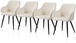 TUKAILAi Velvet Dining Chairs Set of 4 Cream Upholstered Kitchen Chairs Living Room Accent Chairs with Backrest and Sturdy Metal Legs Dining Armchair for Home Living Room Bedroom