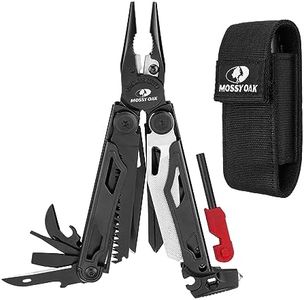 MOSSY OAK Multitool, 19-in-1 Stainless Steel Multi Tool Pliers, Survival Tools with Fire Starter, Window Breaker, Whistler, Self-locking EDC Gear with Sheath for Outdoor, Survival, Camping, Hiking