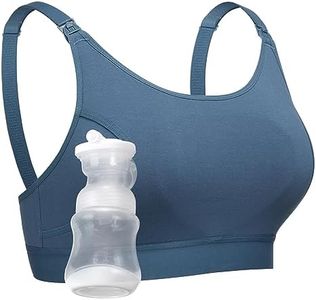 Momcozy Hands Free Pumping Bra, Adjustable Breast-Pumps Holding and Nursing Bra, Pumping & Nursing Bra in One, Blue, Medium