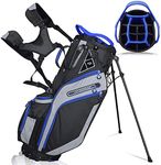 Yovital Golf Stand Bag 14 Way Top Dividers Ergonomic with Stand 8 Pockets, Dual Strap, Rain Hood (Black/Blue)