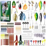 FONMANG 322-Piece Fishing Lures Kit - Buzz Bait/Spinner Baits/Jig/Frog, Fishing Tackle Box with Tackle Included, Soft Bait/Hooks/Weights, 2024 Fishing Gear Lure Kit Gift for Men Freshwater Bass Trout