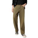 Urbano Fashion Men's Dark Olive Loose Baggy Fit Washed Jeans Non-Stretchable (jeanloose-02-dolive-36)