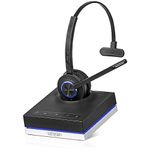 Leitner LH670 3-in-1 Wireless Office Headset with Mic – Wireless DECT Headset for Office Phone, Computer and Cell Phone – 5 Year Warranty – Single-Ear