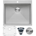 Ruvati Topmount Laundry Utility Sink 25 x 22 x 12 inch Deep Tight Radius 16 Gauge Stainless Steel - RVU6015