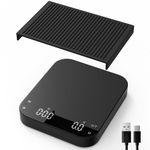 Rechargeable Mini Coffee Scales with Timer, Diyife 0.1g/3KG High Precision Electronic Espresso Scale with HD LED Display,Auto & Manual Timing, Portable Analytical Lab Balance for Labs, Jewellers, Gold