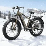 PUCKIPUPPY Electric Bike for Adults with 960W(Peak), 26" Fat Tire Electric Mountain Bike，48V 15AH Removable Battery Ebike, 28MPH Aluminum Frame E Bike with Rear Storage Shelf, Beagle(Camouflage)