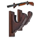 Teslyar Gun Rack Wall Mount Hold Up Displays Horizontal Gun Rack and Shotgun Hooks Store Any Rifle Shotgun Sword Saber and Bow Real Hardwood (Wenge)