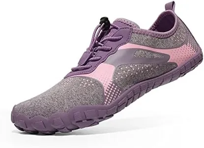 NORTIV 8 Women's Quick Dry Water Shoes Barefoot Sports Aqua Beach Pool Swim Shoes TREKLADY,Size 7.5,Purple/Pink