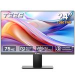 Tees 24 inch FHD Monitor, 75Hz NTSC 72% 1080P Desktop Monitor, Business Computer Monitor HDMI VGA Free Flicker Blue Light Filter, Monitor for PC Home Office Black