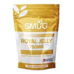 SMUG Supplements Royal Jelly Tablets - 60 High Strength 750mg Pills - Boosts Energy Levels and Helps Fight Symptoms of Hay Fever - Suitable for Men and Women - Made in Britain