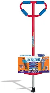 Geospace Jumparoo Boing! MAX Pogo Stick for Kids and Teens –Supports 90-160 lbs, Outdoor Toy for Girls & Boys – Active Play for Balance, Coordination, Fitness, Durable & Safe (Red with Blue wrap)