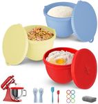 3PCS Silicone Bowl Liner with Lid for KitchenAid Tilt-Head 5 QT Stand Mixers, Non-Stick Foldable Reusable Heat Resistant Mixer Bowl Accessories for Baking & Cooking