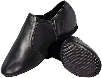 s.lemon Jazz Shoe, Genuine Leather Slip On Modern Jazz Dance Shoes for Kids Adult Black 32