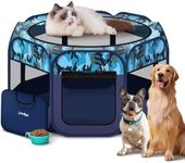 Dog Playpen, Pet Playpen, Portable Cat Playpen, Pop Up Foldable Puppy Playpen Exercise Kennel Tent with Carry Case Collapsible Bowl,Water-Resistant Shade Cover for Indoor Outdoor Travel (Extra Large)