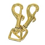 Craft County Brass Trigger Clip Swivel Snap Hooks – Packs of 2 – for Leathercrafts, Dog Leads, and Purses (1/2 Inch (Square))