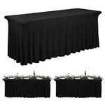 fani 2 Pack Spandex Table Skirts for Rectangle Table Stretch Tablecloth Washable Wrinkle Resistant Table Covers and Fitted Table Skirts for Trade Show,Banquet,Restaurant,Party,Events (6ft,Black)