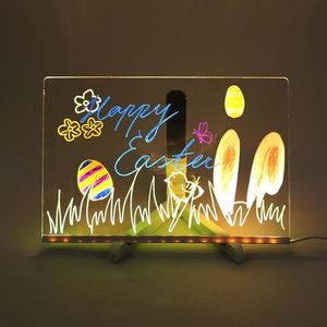 KATOOM Acrylic Dry Erase Board with Light, LED Note Board Memo LED Letter Message Board Glowing Acrylic Message Board with 7 Pen for Desk Office School Home