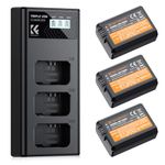 K&F Concept 3-Pack NP-FW50 Battery and Triple Slot Charger Set, Compatible with Sony A6400, ZV-E10, A6000, A6500, A6300, Alpha 7, A7, A7II, A7RII, A7SII, A7S, A7S2, A7R, A7R2, A5000, NEX-3, RX10