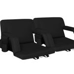 Stadium Seats for Bleachers with Back Support,Reclining Stadium Seats Chair with Padded Cushion Chair Back and Armrest Support (Black, 2-Pack)