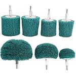 SHAPOKY 7PCS Non Woven Abrasive Buffing Wheels Drill Attachment Set Green Scouring Pads Wheel with 1/4inch for Polishing